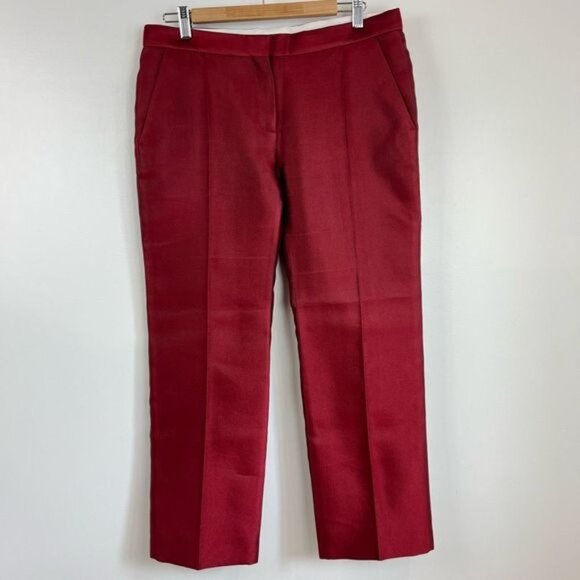 Vintage Celine Women’s 40 US 12 Red Silk Pleated Dress Pants Cropped Pockets - Picture 1 of 13